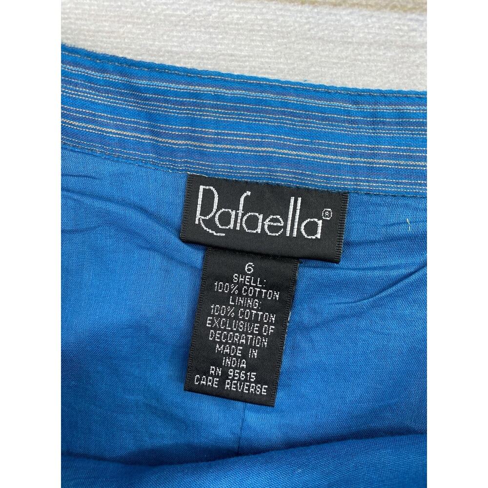 Rafaella Skirt 6 Blue Turquoise Pin Tucked Striped A Line Midi 100% Cotton NWT - Picture 9 of 10